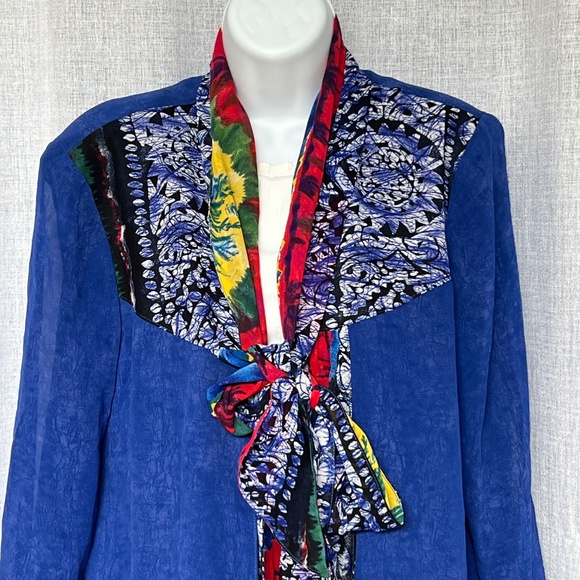 Platinum Dorothy Schoelen Vintage Jacket Blazer Sz M Artsy Boho Art to Wear Blue - Picture 1 of 7